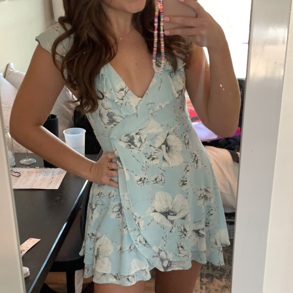 Free People Flowy Floral Crossover Wrap Mini Dress